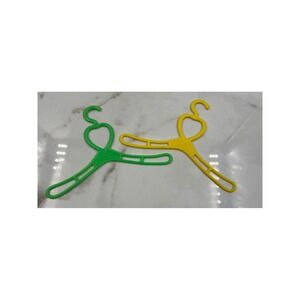Vintage Totsy Doll Clothes Hangers Heart Design Green Yellow Set of 2 Hong Kong